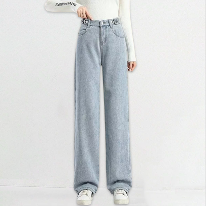 無地 カジュアル シンプル 裏ボア付き 防寒 デニムパンツ