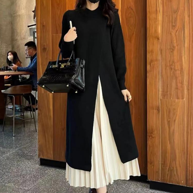 無地 ロング丈 レディース ファッション ニットワンピース