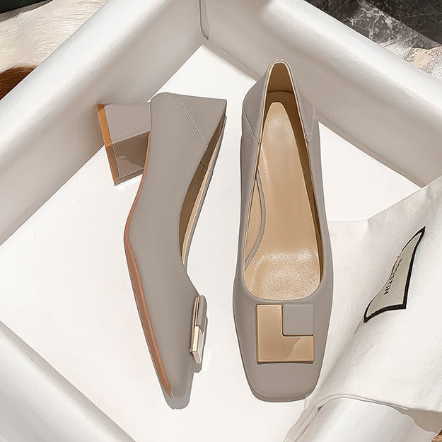 エレガント レディース スクエアトゥ パンプス