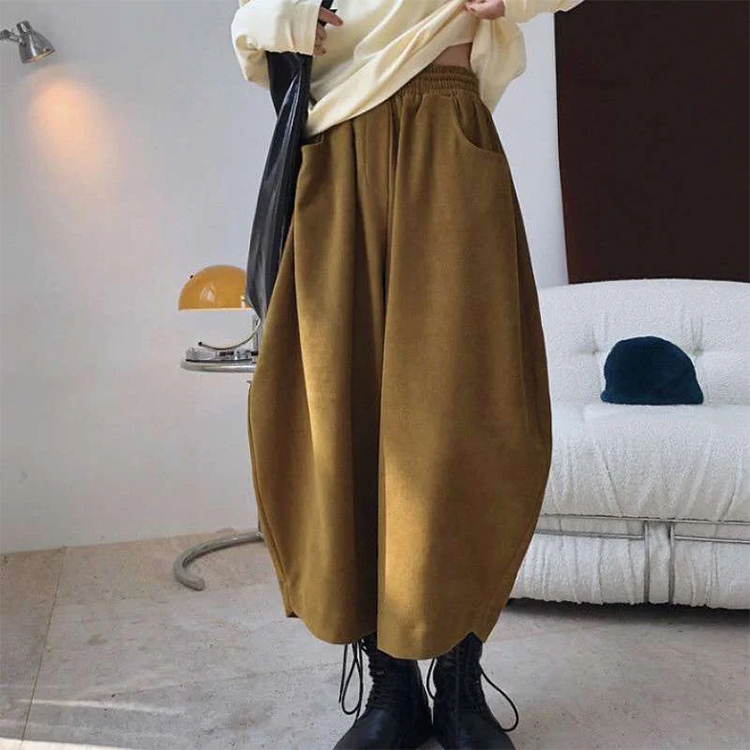 秋冬 無地 カジュアル シンプル サルエルパンツ