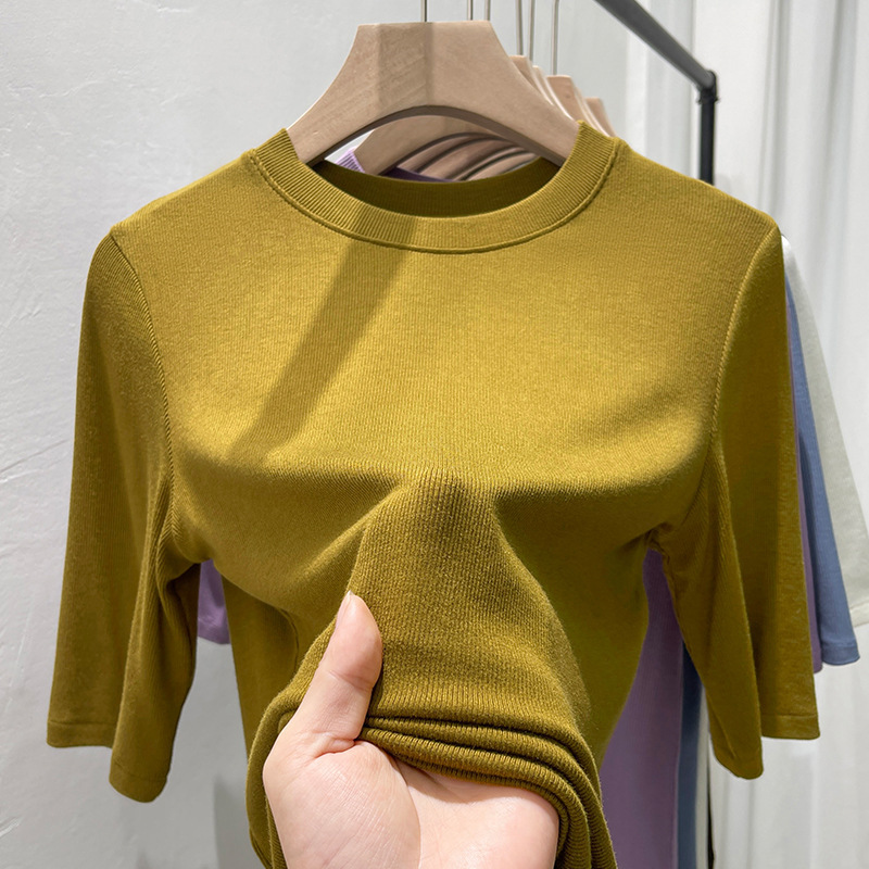 大人気 エレガント 無地 半袖 夏 tシャツ