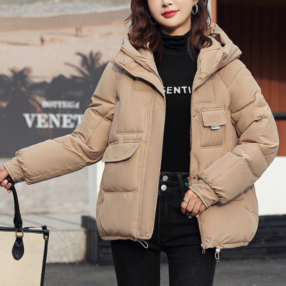 レディース ショート丈 フード付き ダウンジャケット