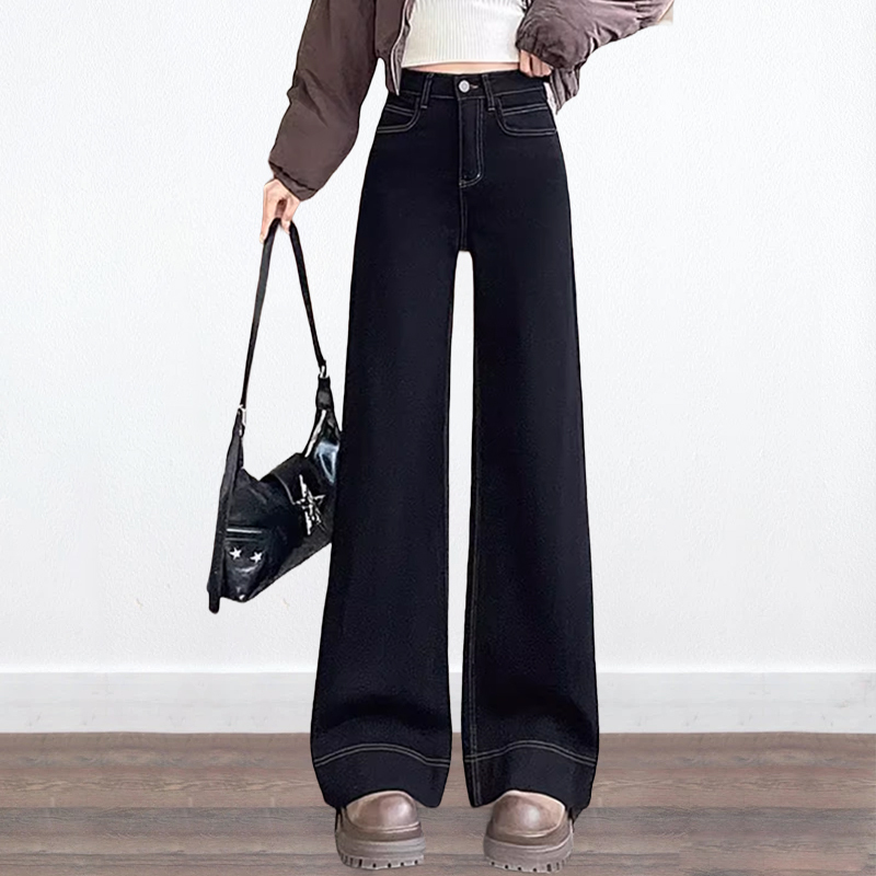 お気に入り 無地 レディース ストレート デニムパンツ