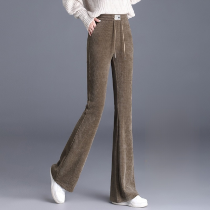 ハイウエスト 無地 カジュアル シンプル ガウチョパンツ