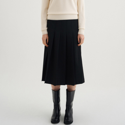 秋冬新作 無地 ミッドレングス ハイウエスト スカート