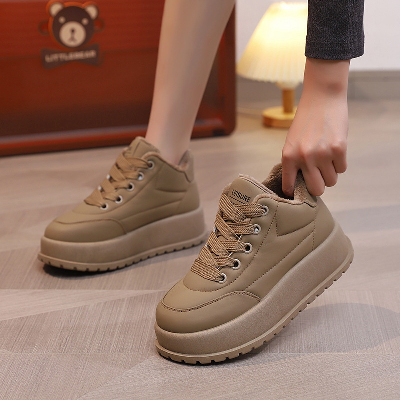 長期着用でも綺麗 秋冬新作 レトロ 無地 ブーツ