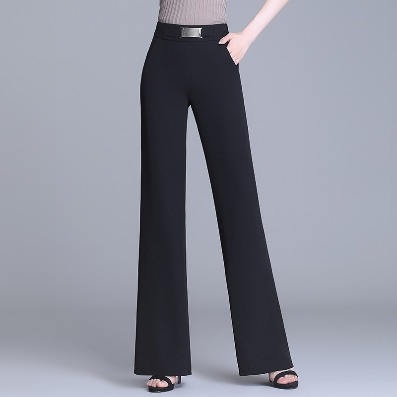 接触冷感・ハイウエスト 無地 カジュアル シンプル ガウチョパンツ