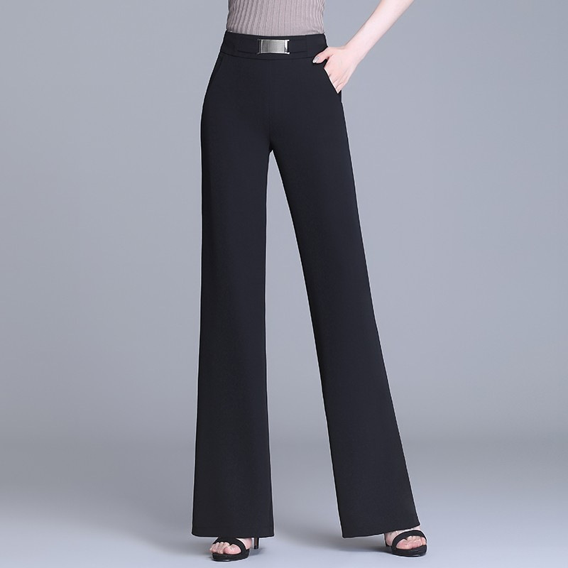 接触冷感・ハイウエスト 無地 カジュアル シンプル ガウチョパンツ