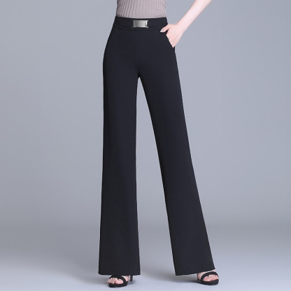 接触冷感・ハイウエスト 無地 カジュアル シンプル ガウチョパンツ