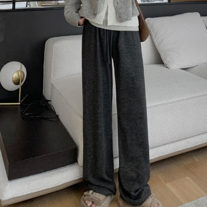 ふわふわ ソフト ウール スリム ストレート パンツ
