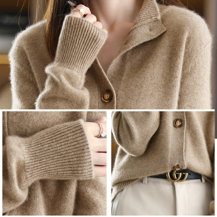 無地 カジュアル シンプル カシミヤ ニット カーディガン