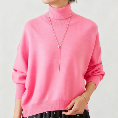 タートルネック ドルマンスリーブ 無地 ニット