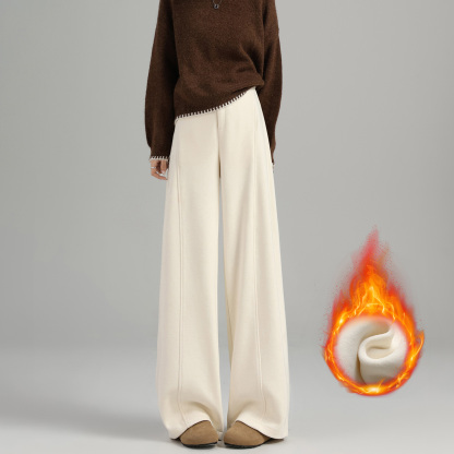 暖か 無地 カジュアル シンプル ハイウエスト ウイドパンツ