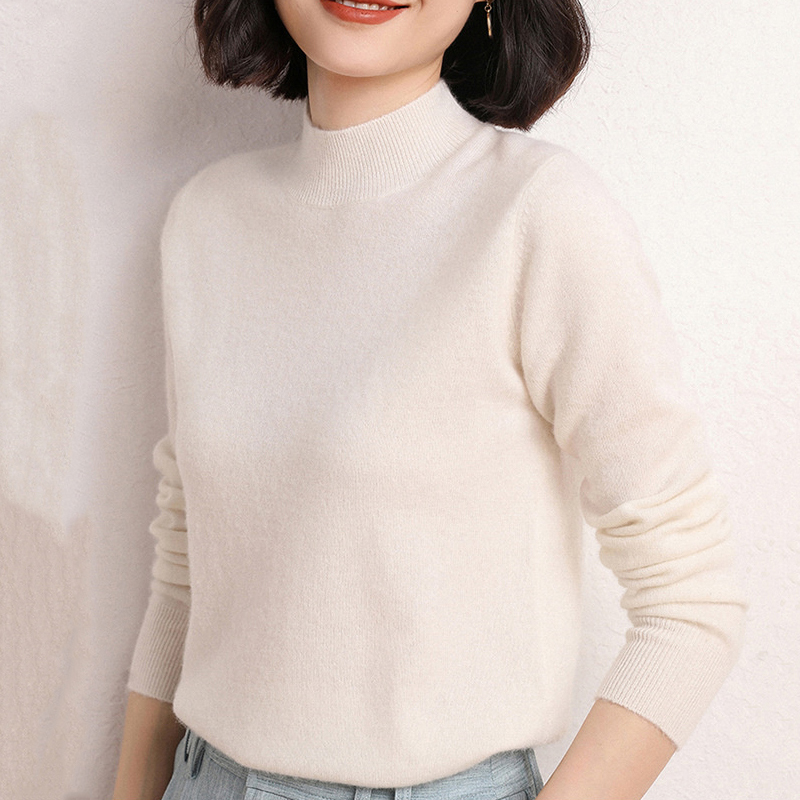 ハーフネック 無地 カジュアル シンプル 長袖 ニット