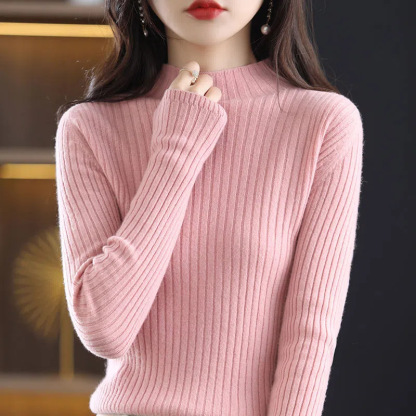 無地 カジュアル シンプル ハーフハイネック ニット