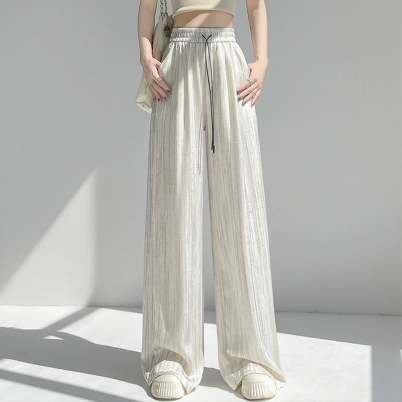 ハイウエスト 接触冷感 ドレープ ワイドパンツ