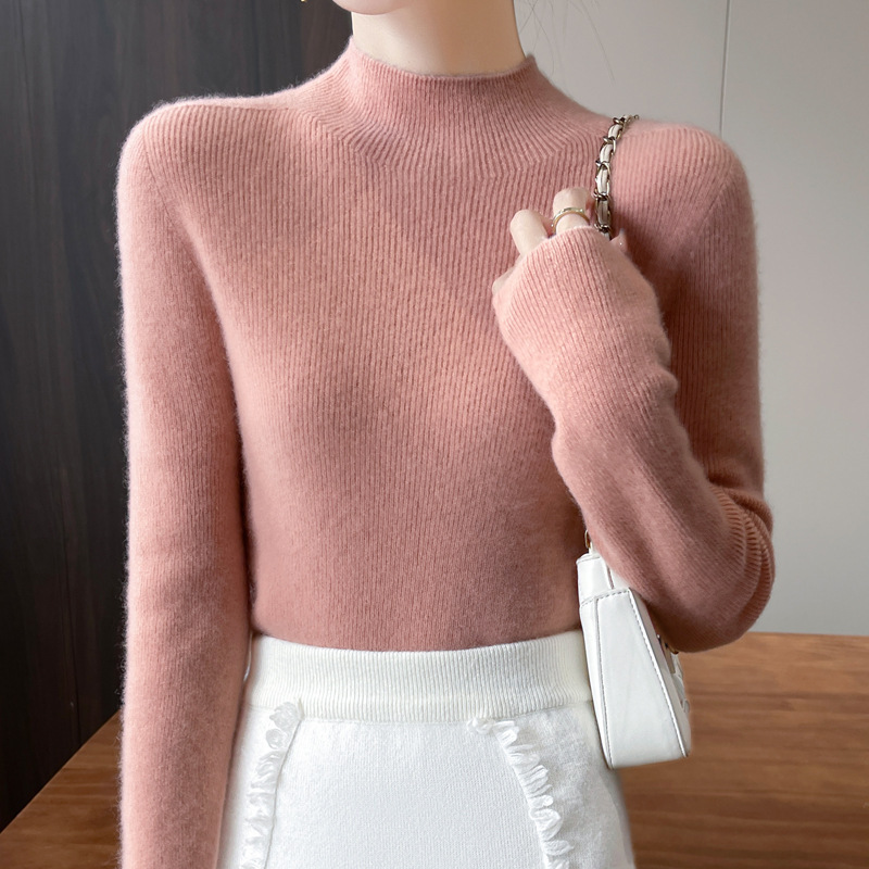 着回し可能 レディース  ハイネック 無地 ウール ニット