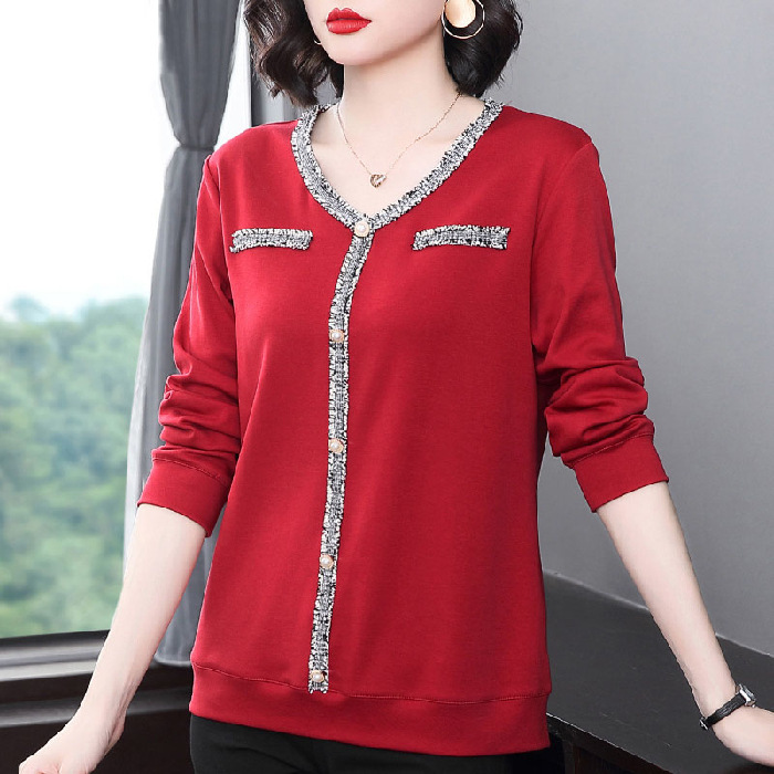 無地 Vネック 長袖 カーディガン