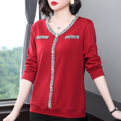 無地 Vネック 長袖 カーディガン