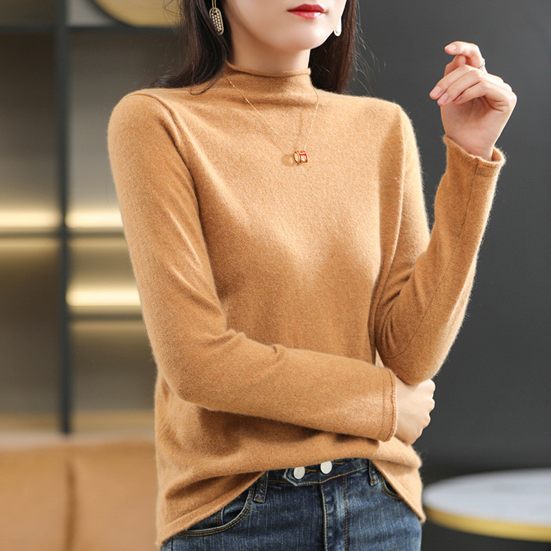 着回し可能 ハイネック 無地 セーター