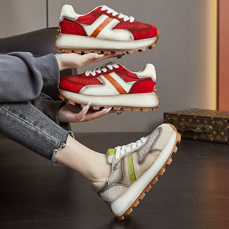 着やすい 配色 レディース 厚底 スニーカー