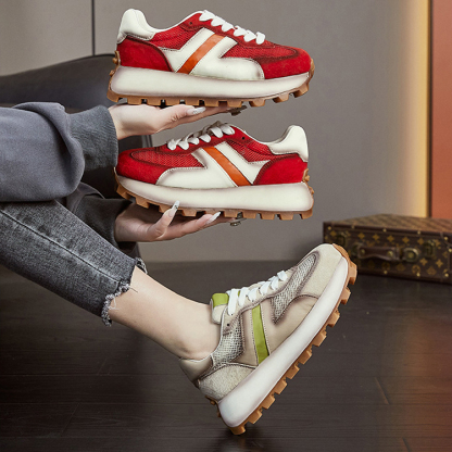 着やすい 配色 レディース 厚底 スニーカー