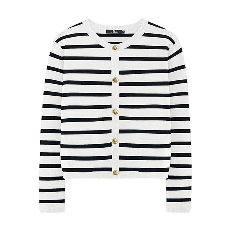 レディース ボーダー 無地 カジュアル シンプル 長袖 カーディガン