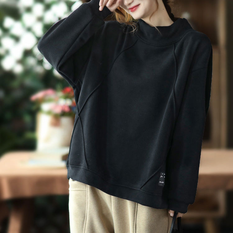 あったか 無地 カジュアル ハイネック スウェット