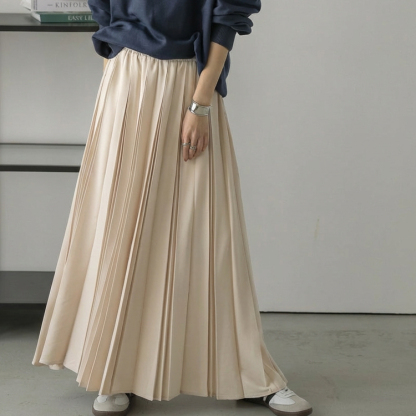 黒い プリーツ 無地 カジュアル シンプル スカート