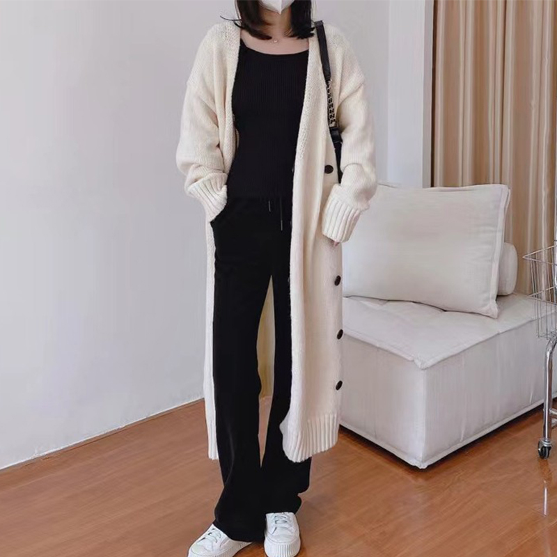 ロング ニット 無地 カジュアル シンプル カーディガン