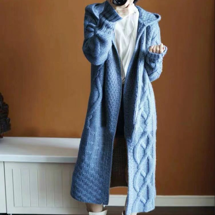 フードつきロングカーディガン