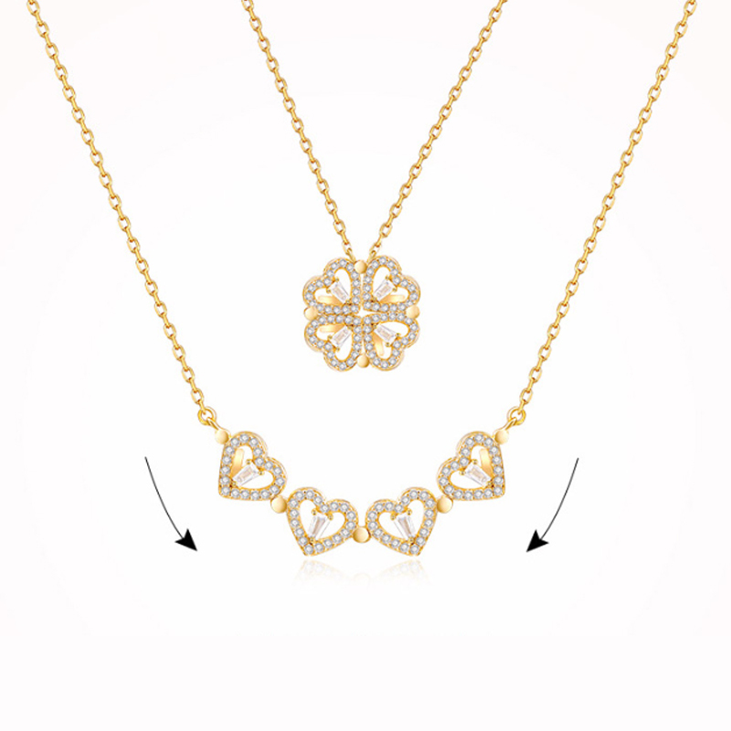 デートに着用最適 四つ葉 クローバー ネックレス