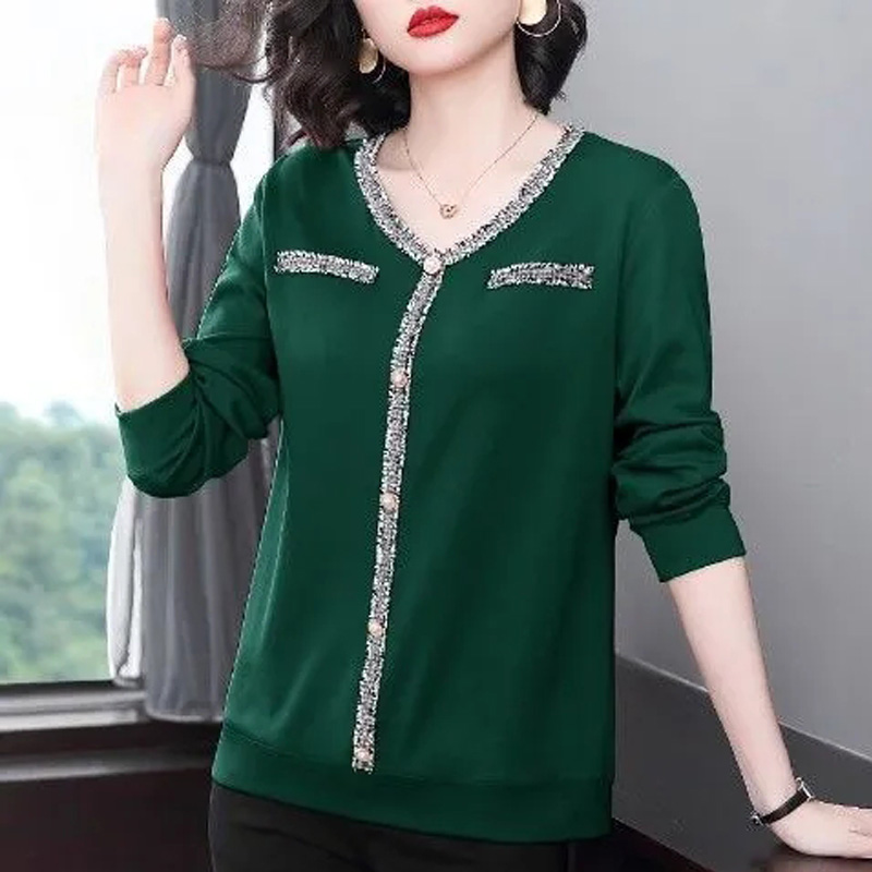 無地 Vネック 長袖 カーディガン