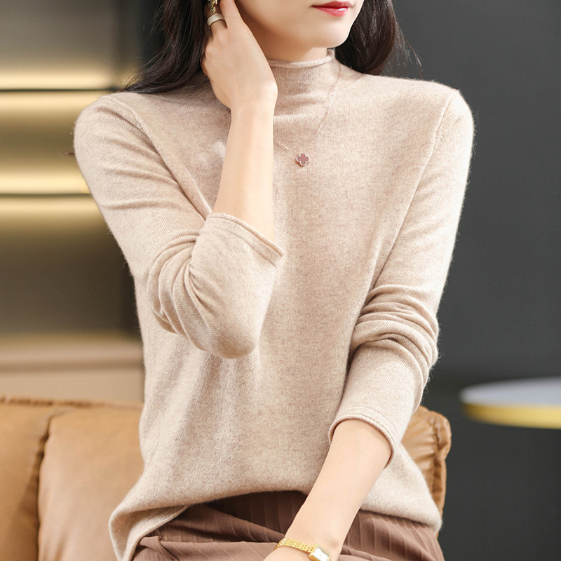 着回し可能 ハイネック 無地 セーター