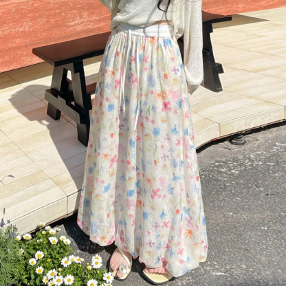 圧倒的 新作 花柄 スカート風 パンツ