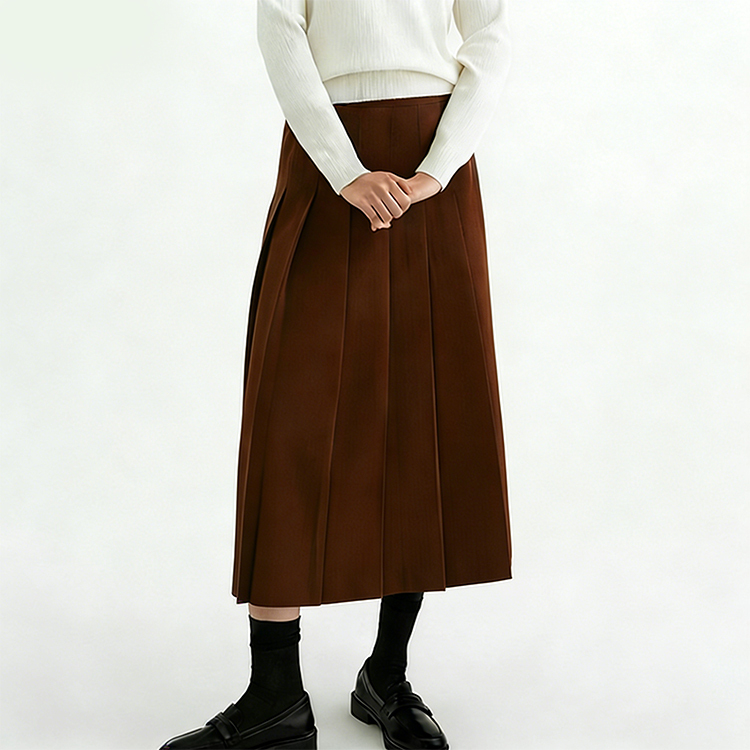 秋冬新作 無地 ミッドレングス ハイウエスト スカート