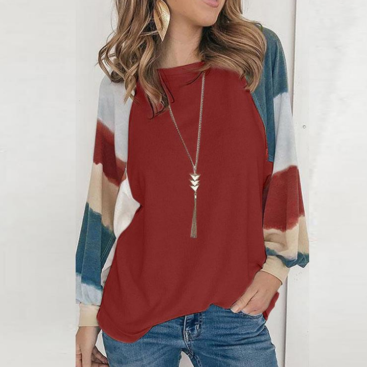 ラウンドネック パフスリーブ カジュアル シンプル 長袖 スウェット