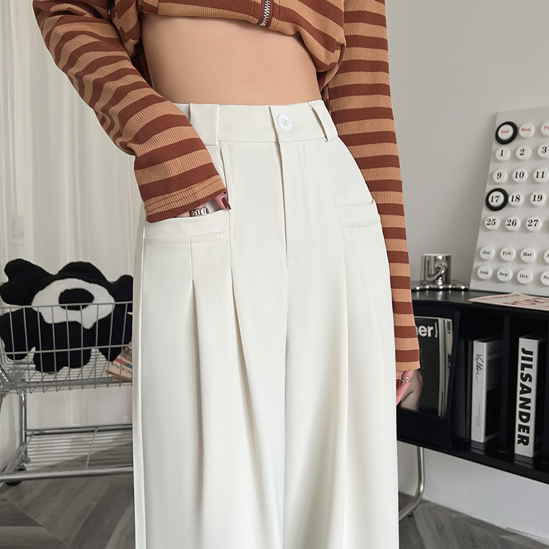 カジュアル レディース ハイウエスト ワイドパンツ