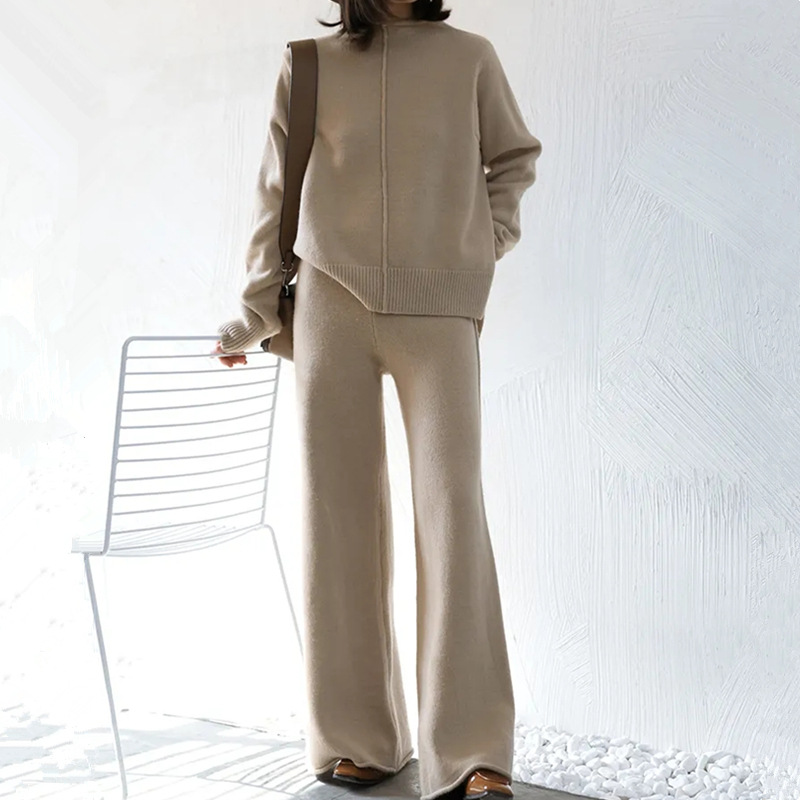 着やせ 無地 カジュアル シンプル ニットセット