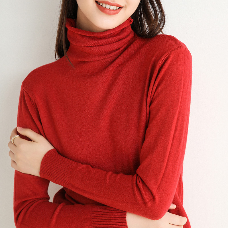 無地 カジュアル シンプル タートルネック ニットセーター