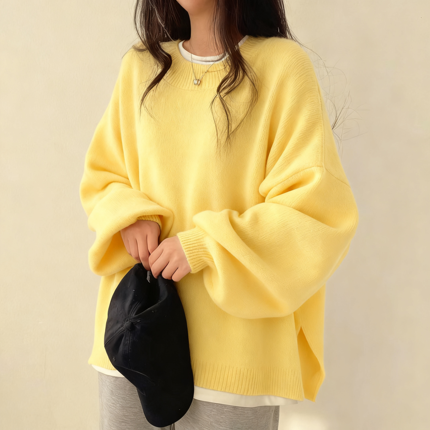 ソフト プレミアムウール ルーズ フィット 無地 ニット セーター