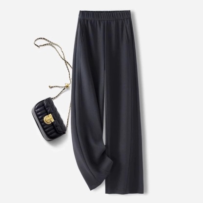 ルーズ 無地 レトロ ハイウエスト ワイドパンツ