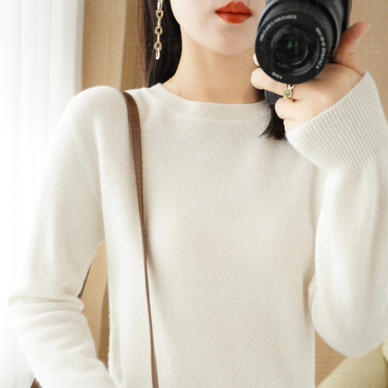 カジュアル 無地 アクルーネック ニット