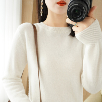 カジュアル 無地 アクルーネック ニット