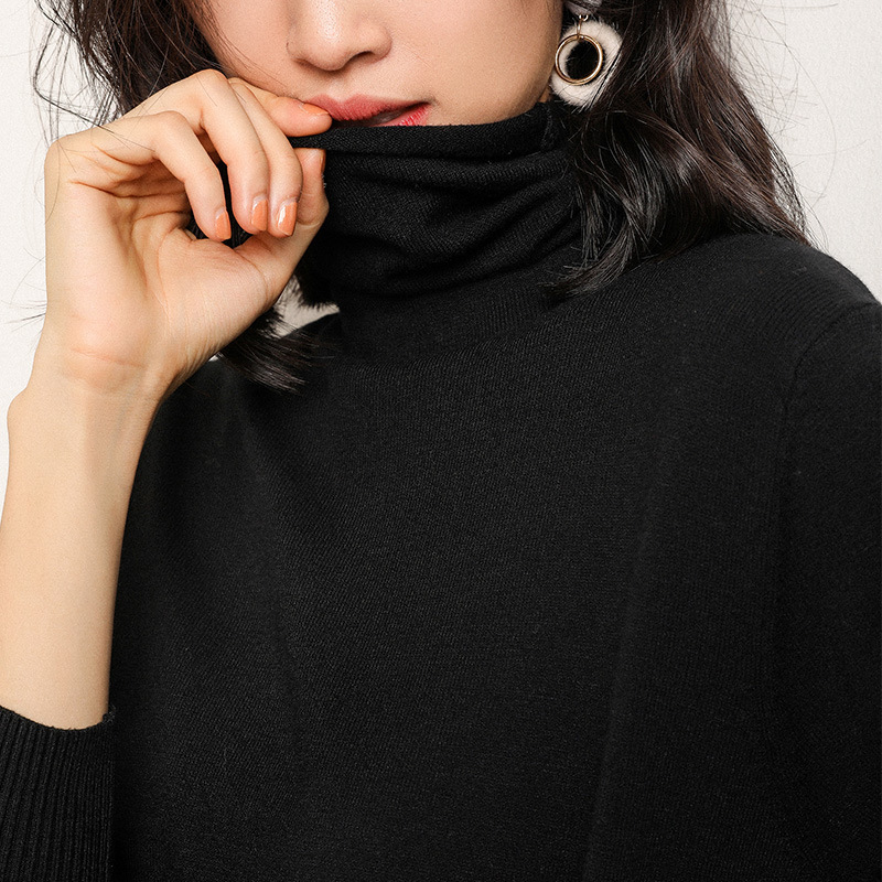 無地 カジュアル シンプル タートルネック ニットセーター