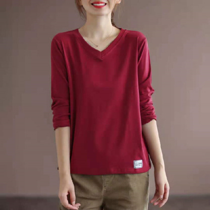 無地 カジュアル シンプル Vネック Tシャツ