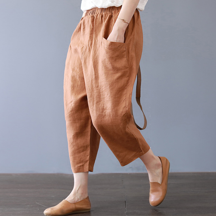 女っぽい レディース 無地 七分丈 ワイドパンツ