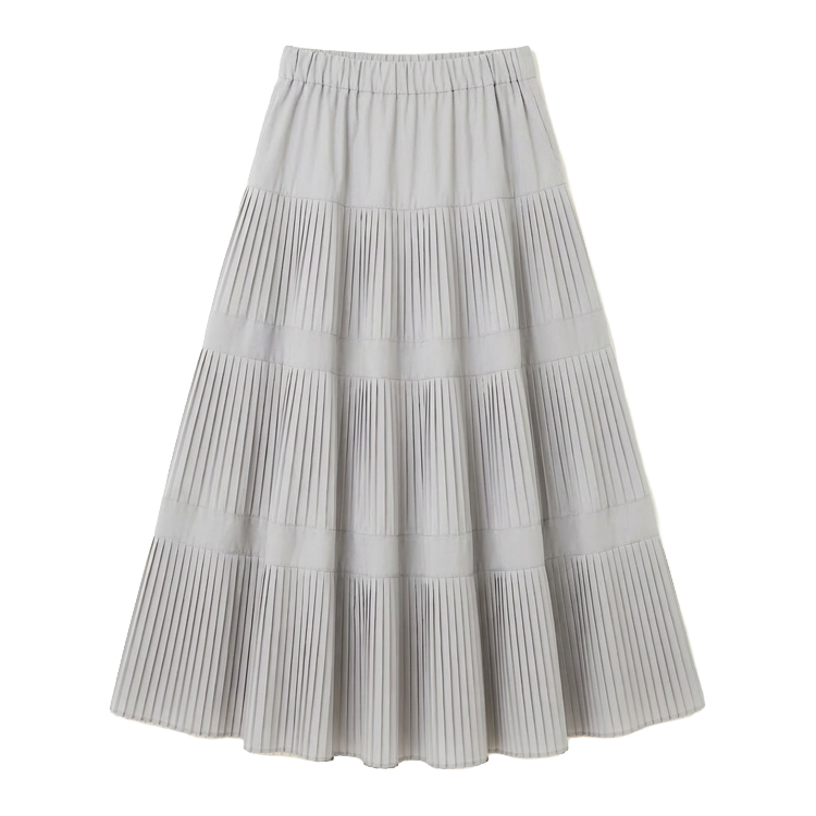 ハイウエスト 無地 カジュアル 秋冬用 プリーツ スカート