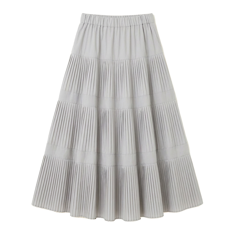 ハイウエスト 無地 カジュアル 秋冬用 プリーツ スカート