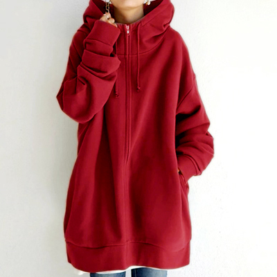 レディース裏起毛ファスナーパーカー